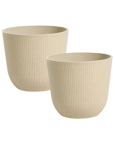 Sett med 2 plantepotter DRABA 44 cm Beige v:2264942