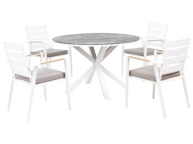 Spisegruppe til uteplassen 4-seters MALETTO/TAVIANO med puter Metall Marmoreffekt Grå v:7592689 Spisegruppe til uteplassen 4-seters MALETTO/TAVIANO med puter Metall Marmoreffekt Grå v:7592689