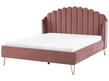 Seng Fløyel AMBILLOU 160 x 200 cm Rosa v:9146643