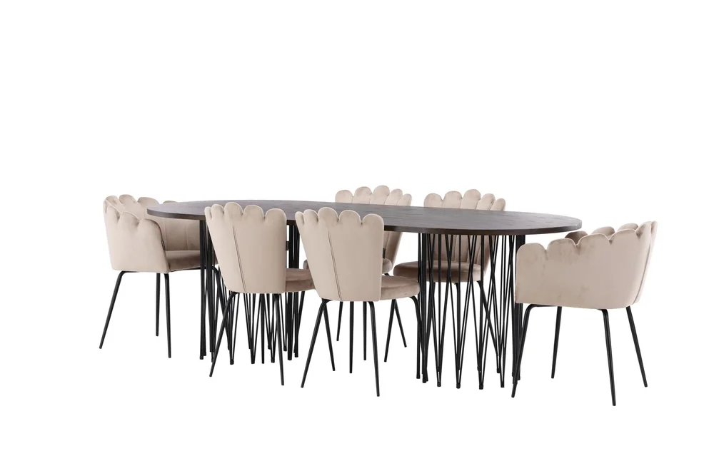 Spisegruppe Alismo 220 cm Oval med 2 Limhamn Stoler v:8212319