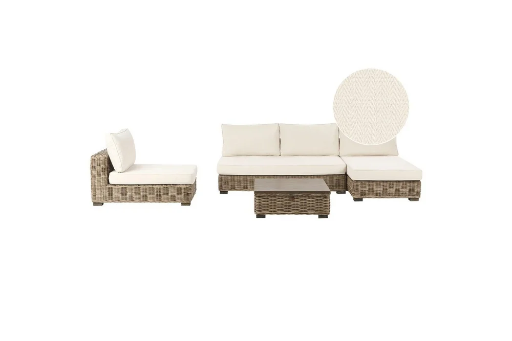 Loungegrupp Beliani Varallo Natur/vit, Högervänd White||Grey Right-faced v:4164577