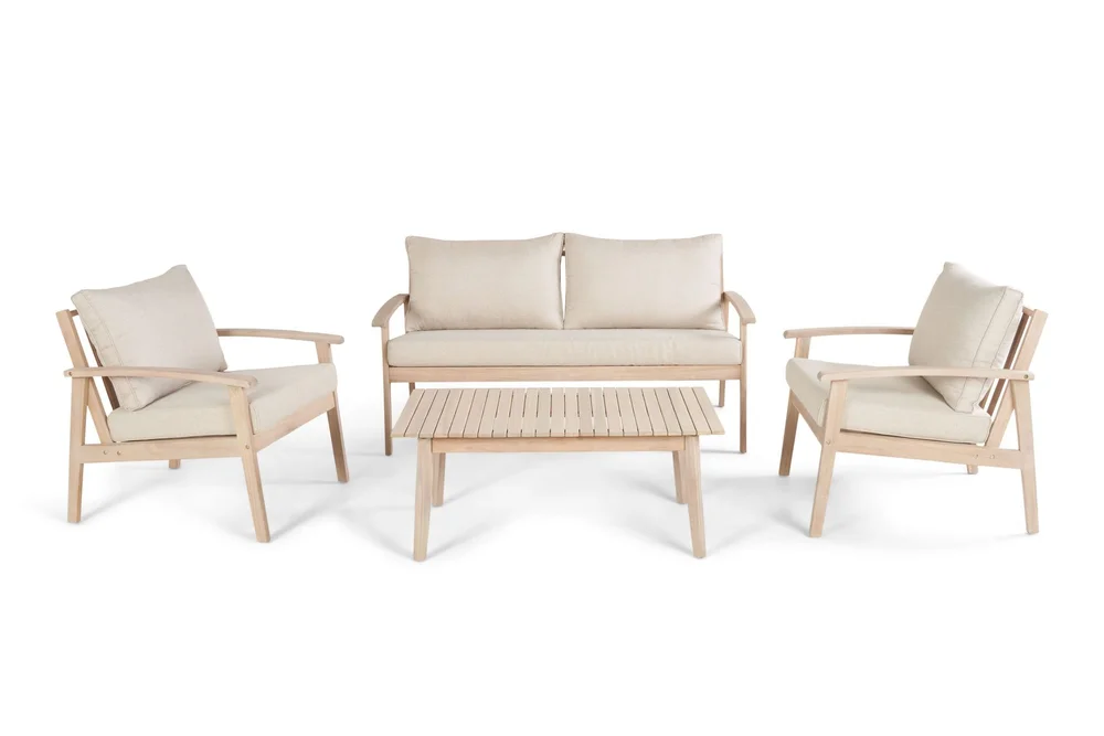 Wagnera liten sofagruppe for utendørsbruk – 2-seters sofa med 2 lenestoler og salongbord i akasietre v:9552715 Wagnera liten sofagruppe for utendørsbruk – 2-seters sofa med 2 lenestoler og salongbord i akasietre v:9552715