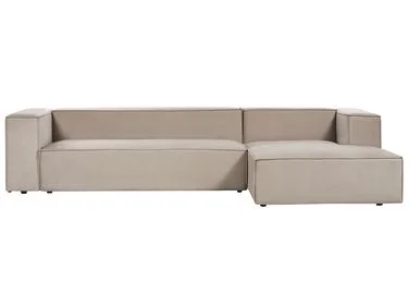 Hjørnesofa 3-seter VERNON Fløyel Beige Venstrevendt v:1558341 Hjørnesofa 3-seter VERNON Fløyel Beige Venstrevendt v:1558341