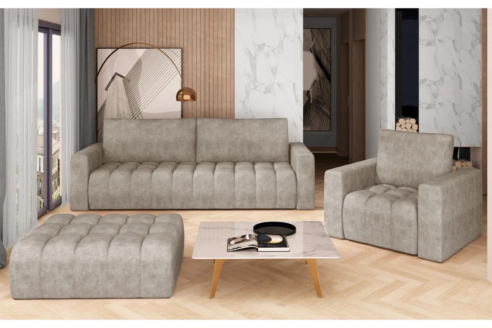 Alazaro Sofagruppe 3-seter + Lenestol + Puff v:3409157 Alazaro Sofagruppe 3-seter + Lenestol + Puff v:3409157