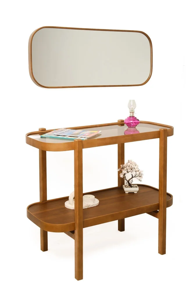 Kommode- og speilsett (2 deler) Wallxpert Alaska-sett (103 x 85 x 42 cm) Valnøtt transparent v:6760652
