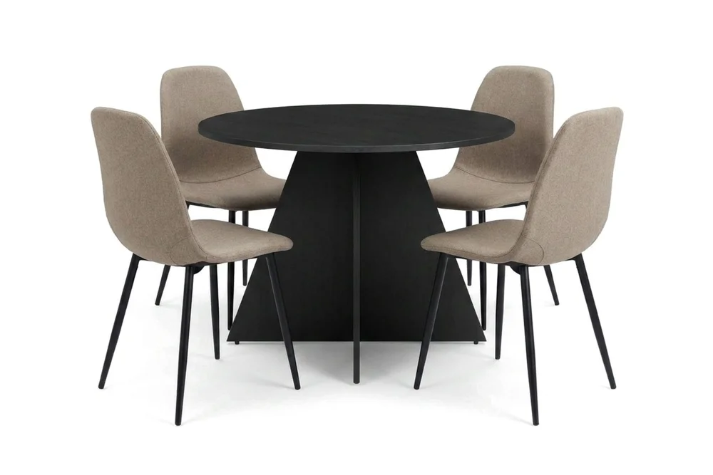 Vera spisegruppe rund 110 cm svart med 4 Nibe spisestoler v:9601808