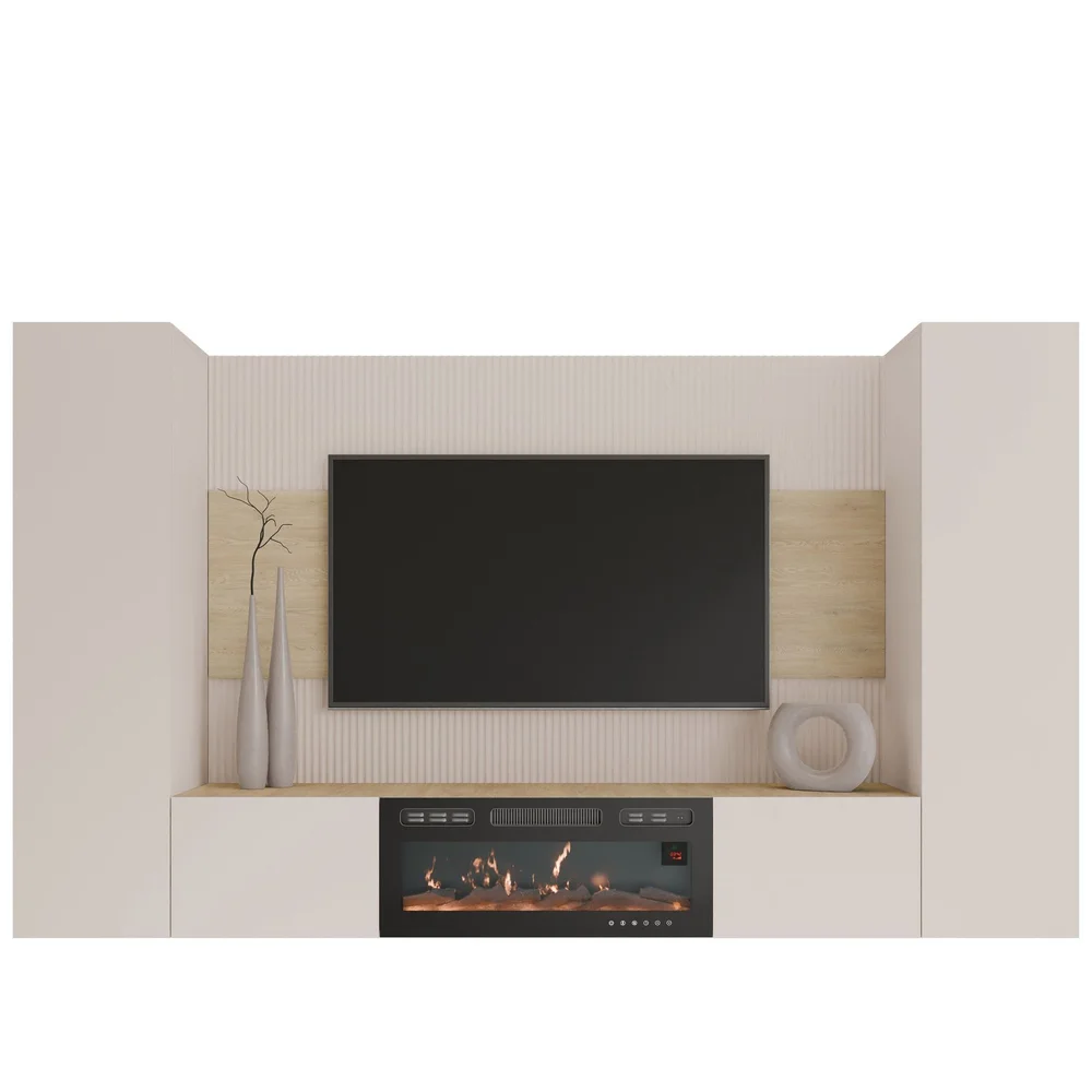 Bernice TV-veggskap 260 cm elektrisk peis med varmefunksjon og LED-belysning v:3798018 Bernice TV-veggskap 260 cm elektrisk peis med varmefunksjon og LED-belysning v:3798018