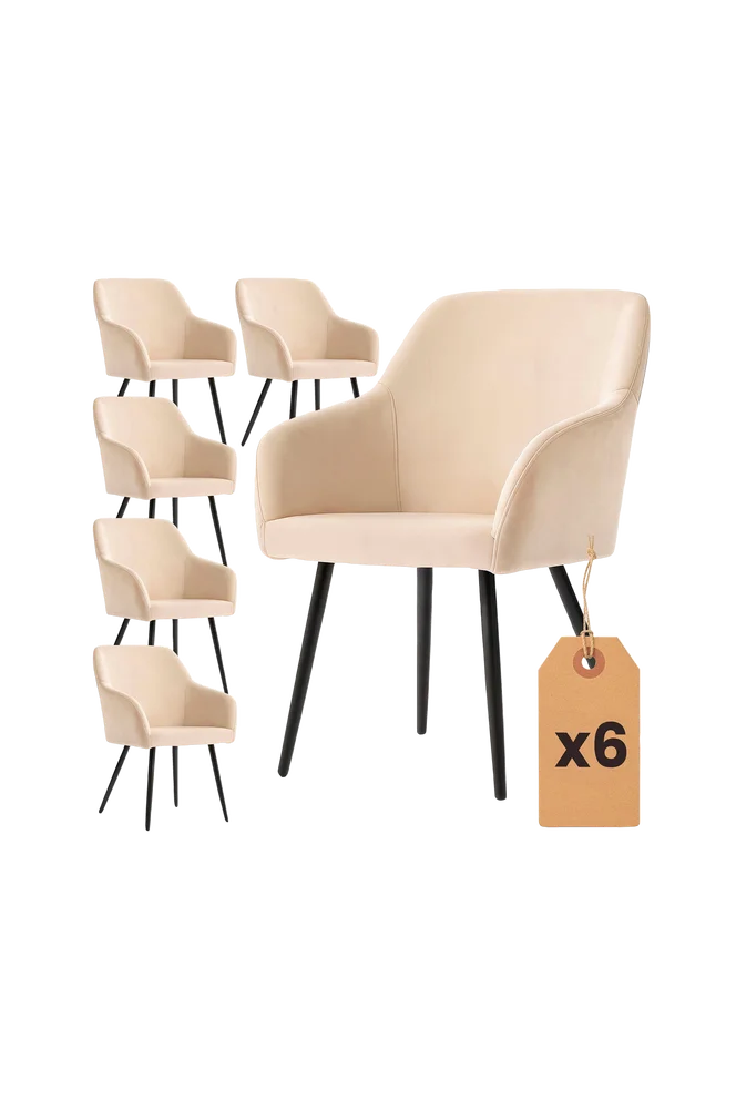 Akord Estelle Smooth Velvet polstret spisestol, sett med 6 stk. – Flerfarget m v:2923629 Akord Estelle Smooth Velvet polstret spisestol, sett med 6 stk. – Flerfarget m v:2923629