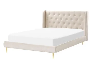 Seng Fløyel FORBACH 140 x 200 cm Beige v:5912425
