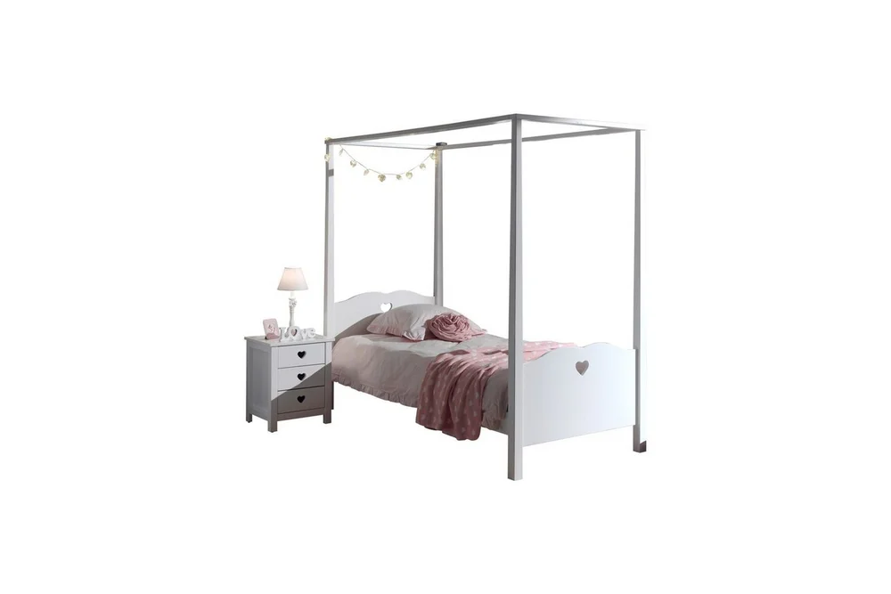 Seng med Nattbord Amori Hvit v:5721783