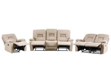 Sofagruppe med manuell recliner 6-seters BERGEN Beige v:204681
