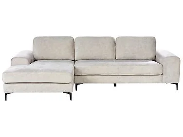 Hjørnesofa 4-seters KIRUNA Fløyel Lys beige Høyrevendt v:6128678