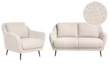 Sofagruppe 3-seter EIBY Bouclé Beige v:3793155