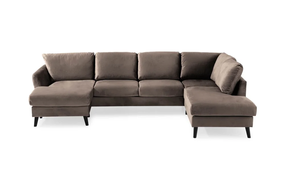 Trend 4-seters Høyrevendt U-formet Sofa med Divan og Sjeselong i Fløyel v:2643929