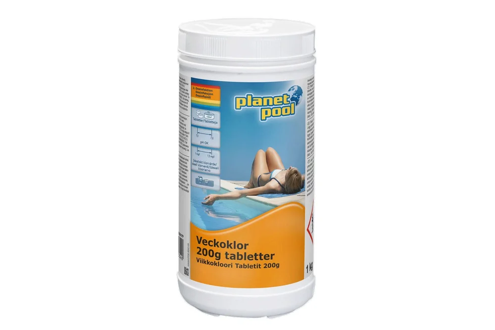 Vannpleie Planet Pool Uke-klor 1kg 200g Tabletter v:3183436