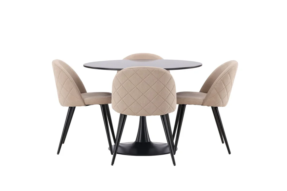 Glade Spisegruppe 100 cm Rund med 4 Velvet Stoler v:7188017