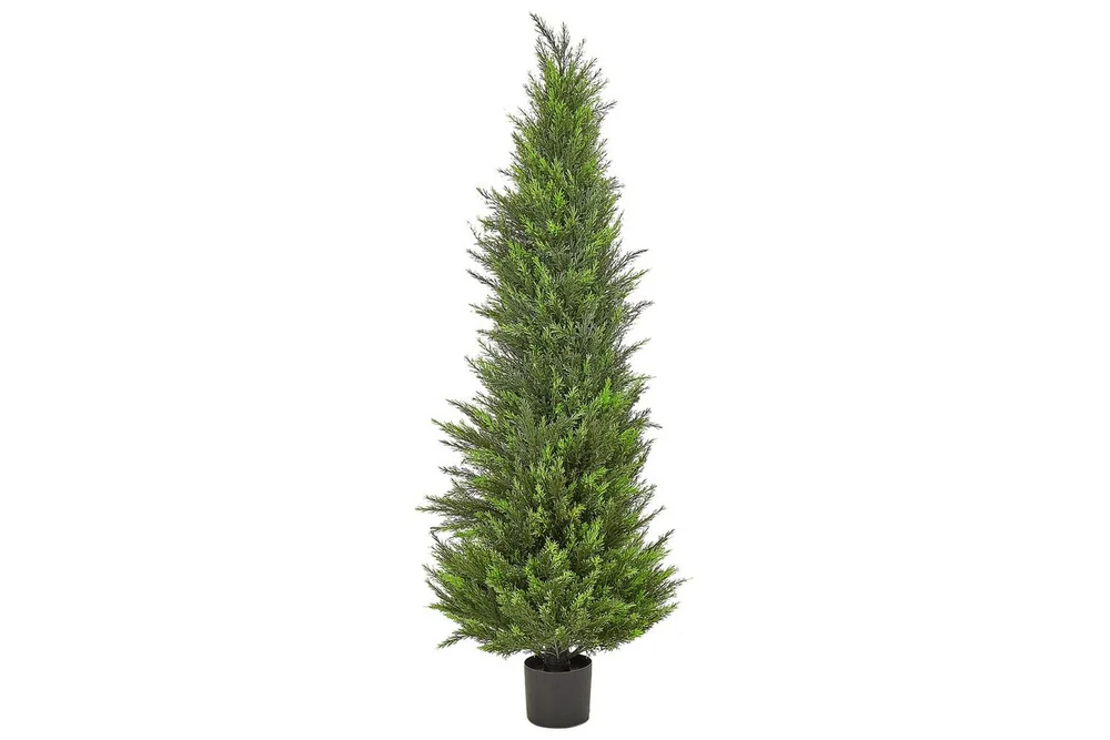 Konstgjord växt Beliani Cedar Tree 50x50x153 cm Green||Dark colored wood v:9183361