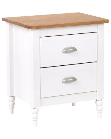 Nattbord med 2 skuffer SHILLINGTON Furutre Brun/hvit v:7470295