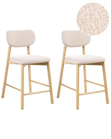 Sett med 2 barstoler MILLS Bouclé Lysebrun/beige v:9728310