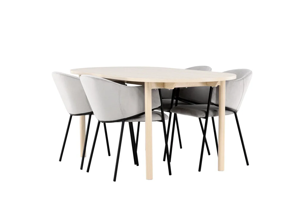 Andy Spisegruppe 180 cm Oval med 4 Evelina stoler v:5376454