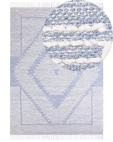 Teppe ANSAR Blå 140 x 200 cm Bomull v:2109918 Teppe ANSAR Blå 140 x 200 cm Bomull v:2109918