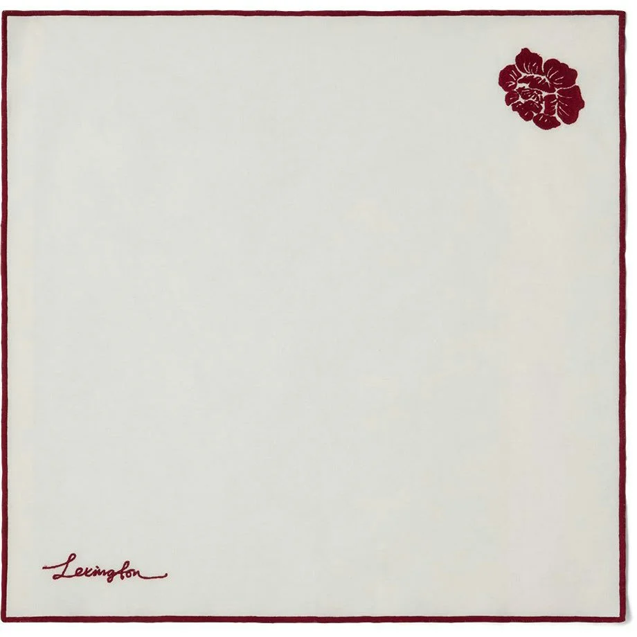 Flower Embroidered Serviett 50×50 cm, Hvit / Rød v:8006115 Flower Embroidered Serviett 50×50 cm, Hvit / Rød v:8006115