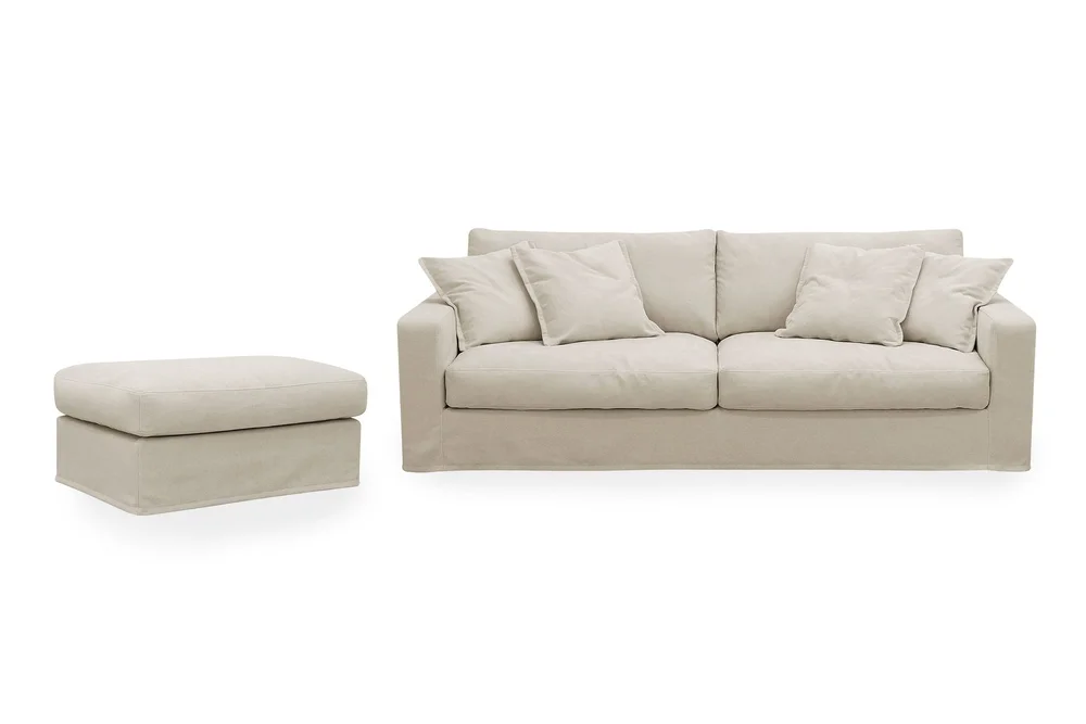 Valencia Extra Dyp 3-seters sofa + fotskammel med avtakbart og vaskbart trekk v:7454780
