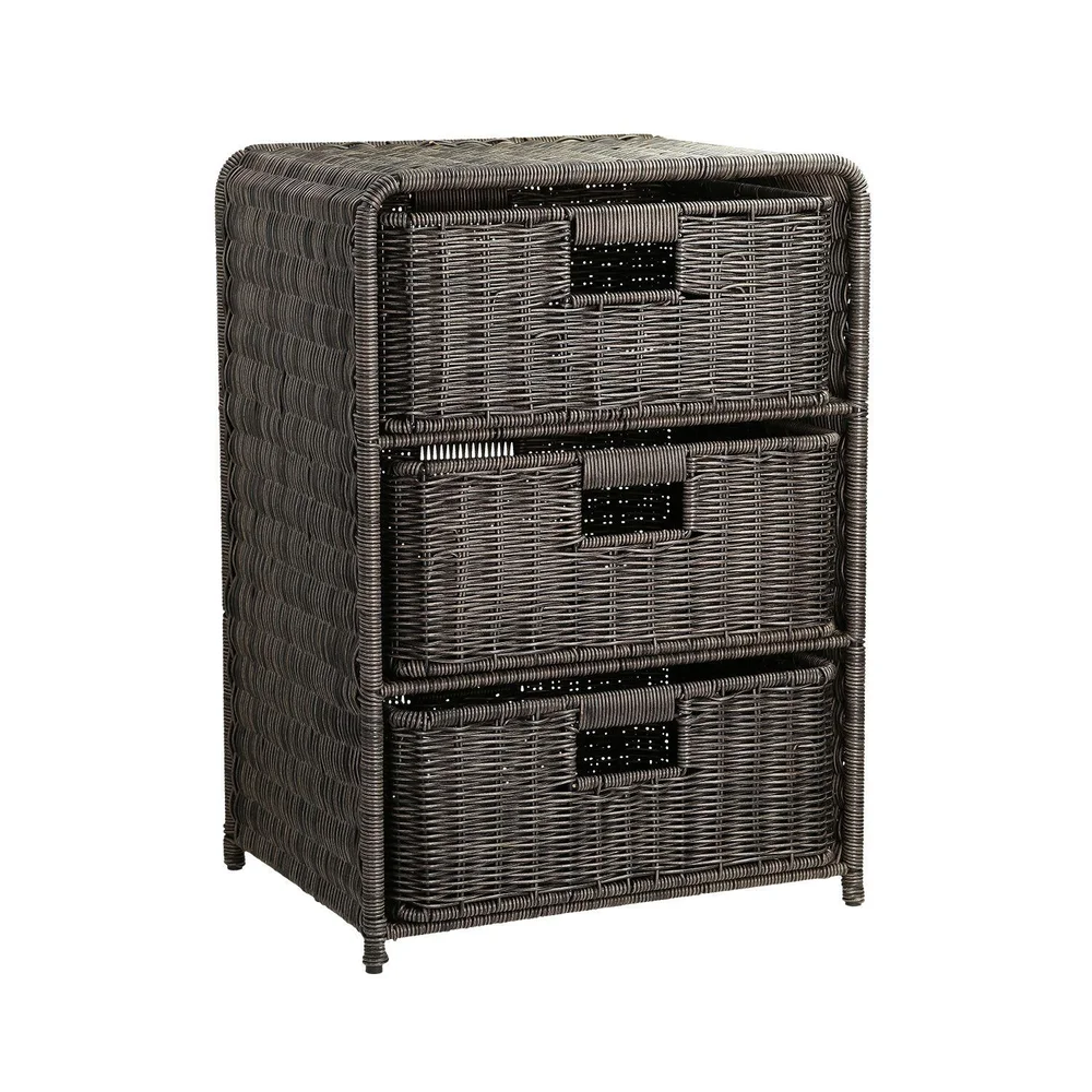 Hylle med 3 kurver HOME4YOU Basile 40x30x56 cm Mørk v:5778644