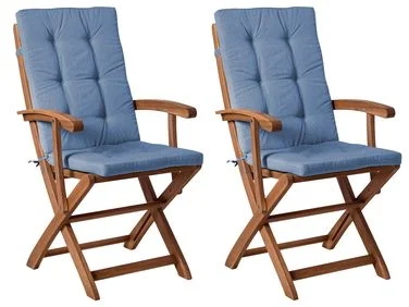 Sett med 2 hagestoler med puter MAUI PREMIUM Akasietre Blå v:3991922