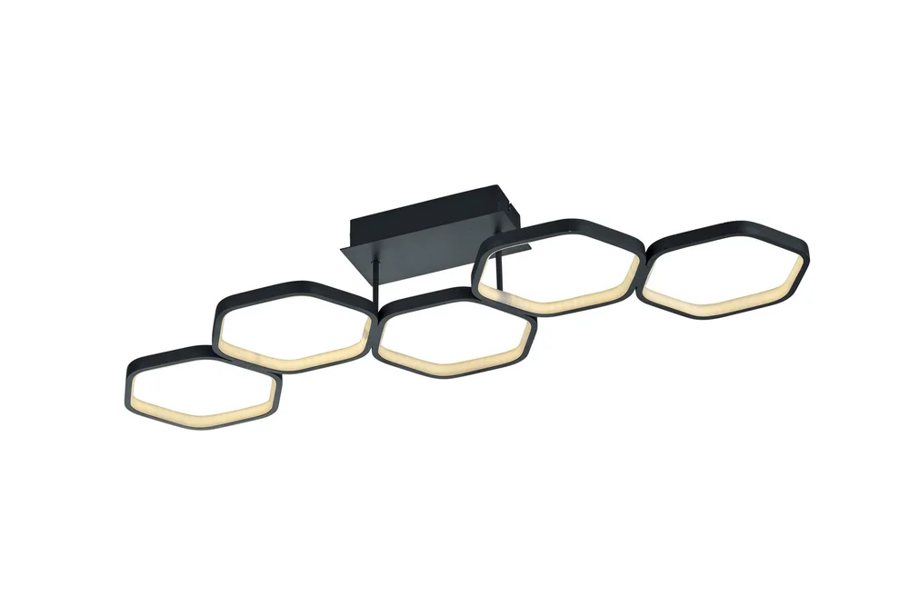 Trio Lighting Vigo LED plafond 5L matt svart v:3401100