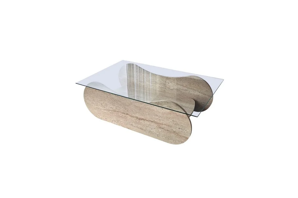 Sofabord Tevrin Travertin / Transparent v:6515326