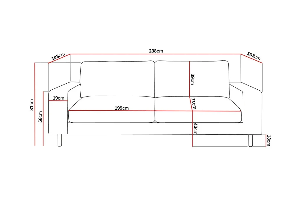 Scandi Dyp 4-seters sofa i stoff v:8351047