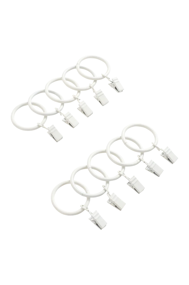 CURTIS gardinring med klips 10-pk – Hvit – Tekstiler | m v:4544250