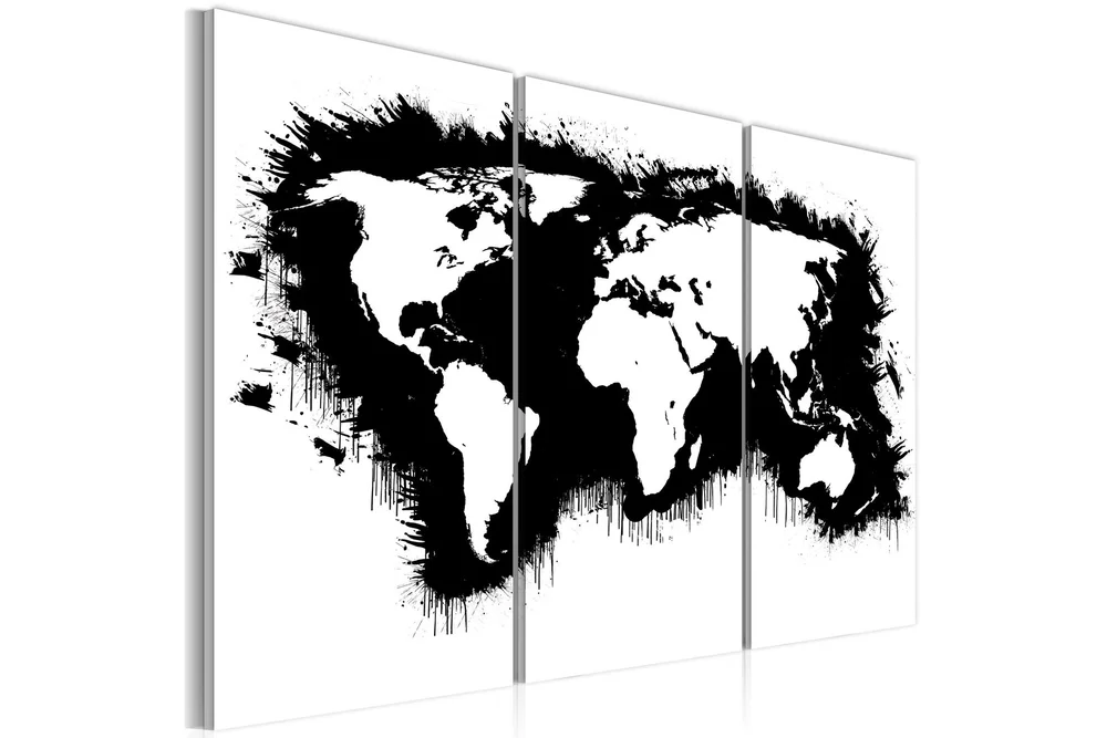 Bilde Monochromatic Verdenskart Triptyken 60x40 v:3880469