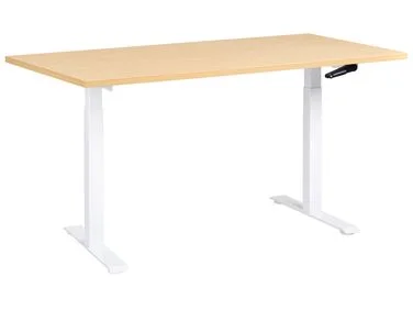 Manuelt justerbart skrivebord DESTINES 160 cm 72 cm Lysebrun/hvit v:1527956 Manuelt justerbart skrivebord DESTINES 160 cm 72 cm Lysebrun/hvit v:1527956
