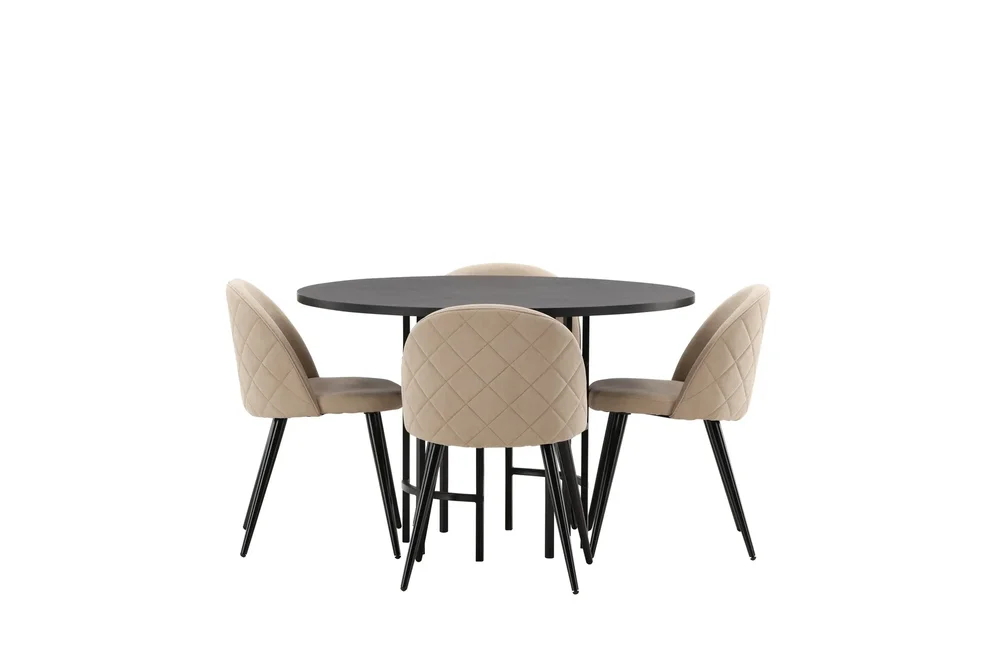 Copenhagen Spisegruppe 115 cm Rund med 4 Velvet Stoler v:1324788