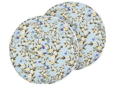 Sett med 2 utendørsputer VALLORIA Blomstermønster 40 x 40 cm Lyseblå v:4480314