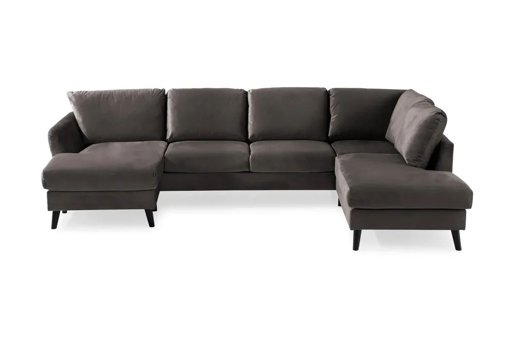 Trend 4-seters Høyrevendt U-formet Sofa med Divan og Sjeselong i Fløyel v:3016531