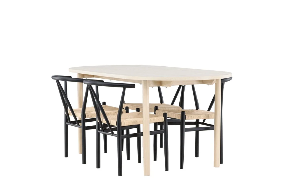 Andy Spisegruppe 180 cm Oval med 4 Alfons stoler v:1981057