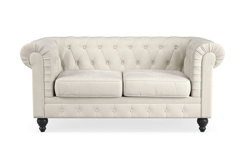 Chesterfield Lyx 2-seter Fløyelssofa – Liten dyp sofa v:1075911 Chesterfield Lyx 2-seter Fløyelssofa – Liten dyp sofa v:1075911