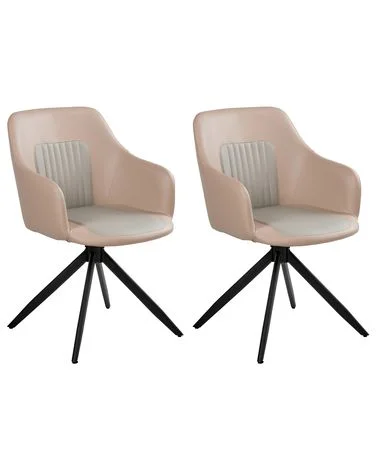 Sett med 2 spisestoler LIKELY Kunstskinn Beige v:3236033