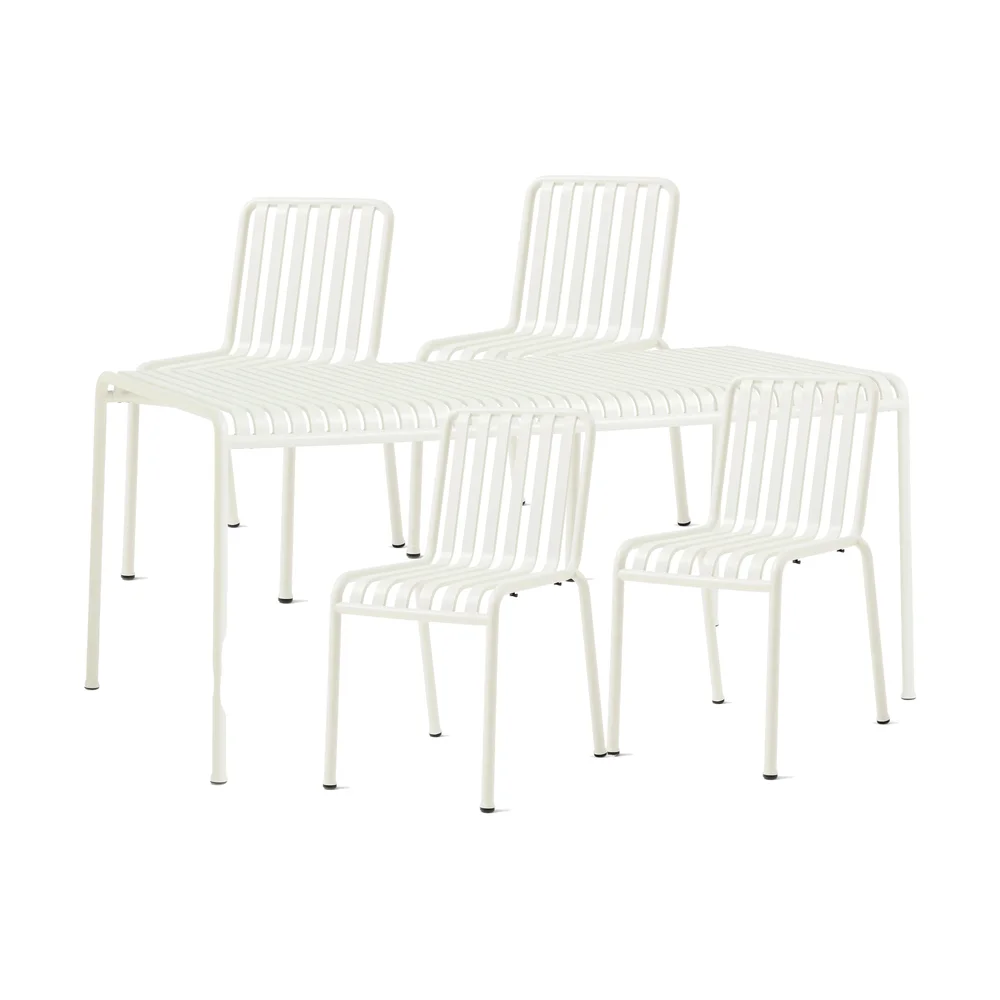Palissade spisegruppe 4 stoler 170x90 cm cream white" v:5546114