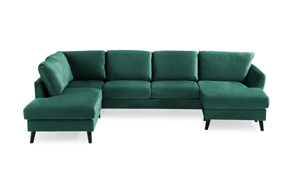 Trend 4-seters Venstrevendt U-formet Sofa med Divan og Sjeselong i Fløyel v:3073302