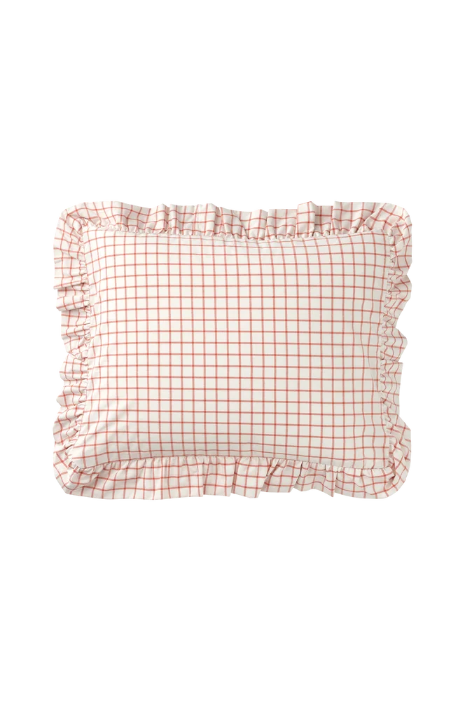 Putetrekk Sonneli Check Frill PC i bomull - Orange - Tekstiler | m v:6134000