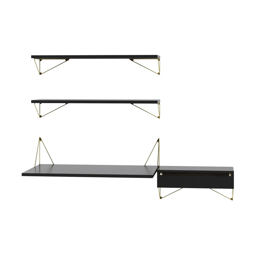 Pythagoras Bundle E hyllesystem svart-messing" v:485264