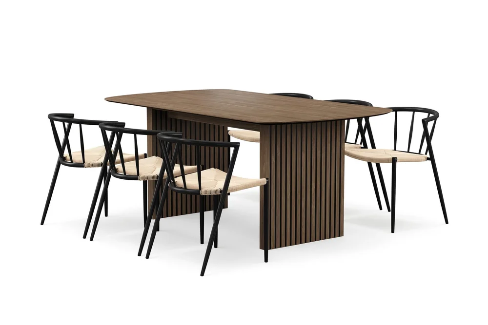 Richeto spisebord 180 cm med 6 Winston spisestoler v:1100914