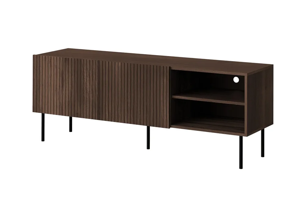 Hammarstrand Ribbet TV-benk mørkt tre med oppbevaring – 42 cm dyp, 150 cm bred, 58 cm høy v:2322399