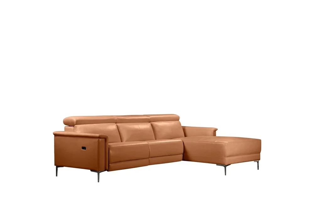 Hjørnesofa 3-seter Lund Kognac, PU, Høyre Elektrisk Recliner v:6613143