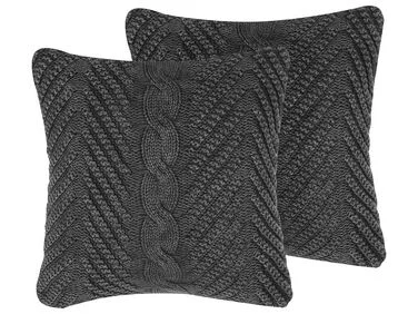Sett med 2 pynteputer KONNI 45 x 45 cm Bomull Grå Chevron-mønster v:7932137
