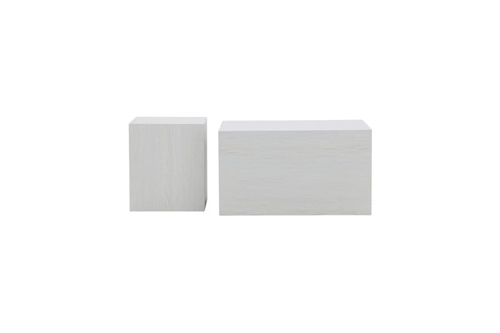 Sofabordsett York 2 stk 60x80 cm/40x40 cm Hvit v:2780196
